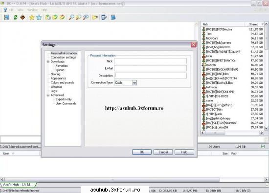 DC++ 0.674 Cel mai popular client Direct Connect. - Il puteti downloada de aici - Download